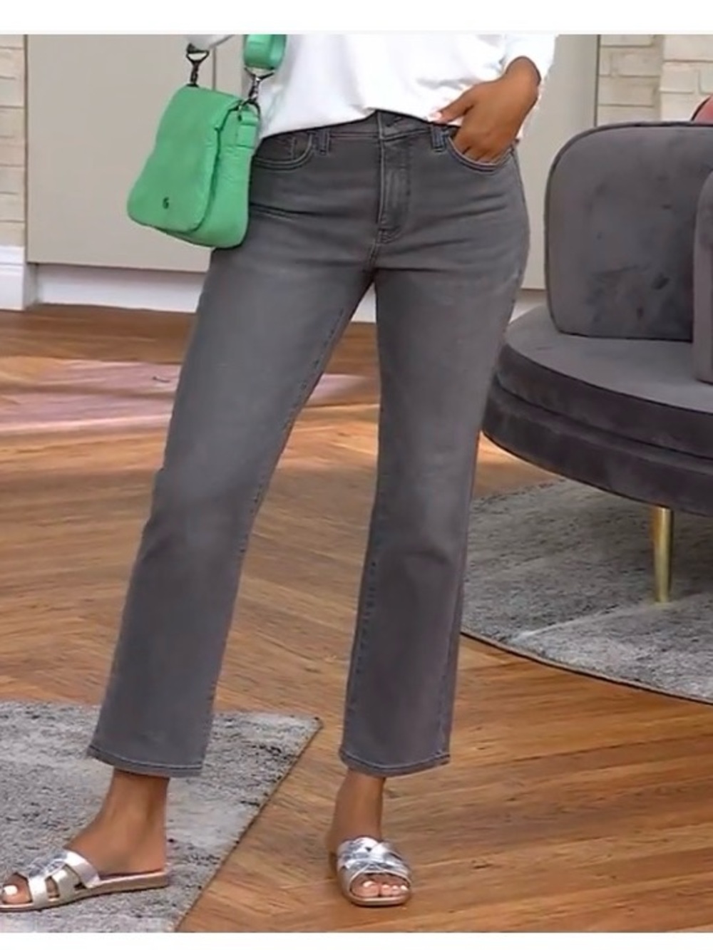 NYDJ Marilyn Straight-Leg Ankle Jeans w/ Novelty Details size 6